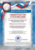 Свидетельство о публикации 
Проект " Дорожная грамата важна- детям всем она нужна"
17.01.2020г.